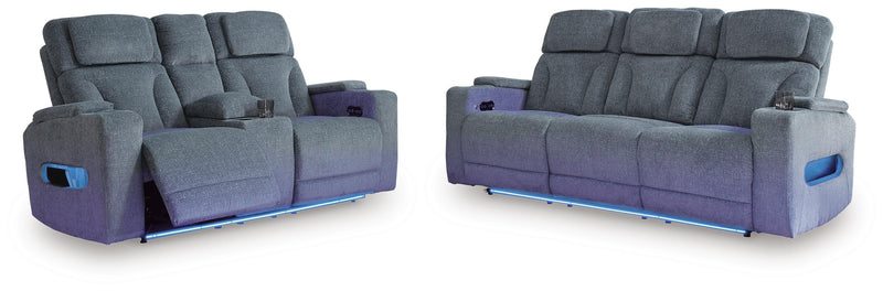 Studio Cave Sofa and Loveseat in Steel - PKG021814