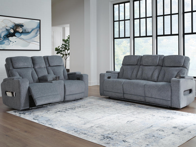 Studio Cave Sofa and Loveseat in Steel - PKG021814