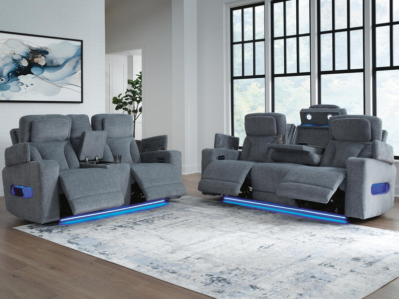 Studio Cave Sofa and Loveseat in Steel - PKG021814