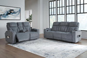 Studio Cave Steel Power Reclining Sofa and Loveseat - PC49802U1