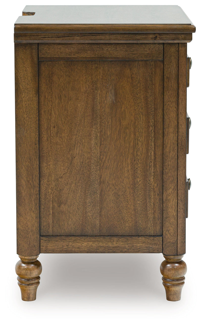 Sturlayne California King Upholstered Panel Bed with 2 Nightstands in Brown from Ashley - Luna Furniture