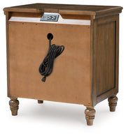 Sturlayne California King Upholstered Panel Bed with 2 Nightstands in Brown from Ashley - Luna Furniture