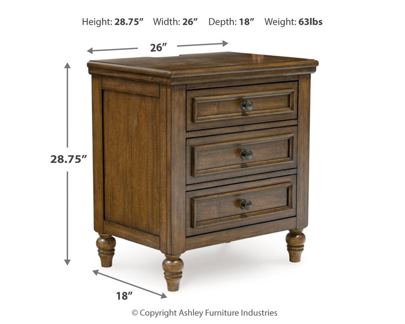 Sturlayne King Upholstered Panel Bed with 2 Nightstands in Brown from Ashley - Luna Furniture