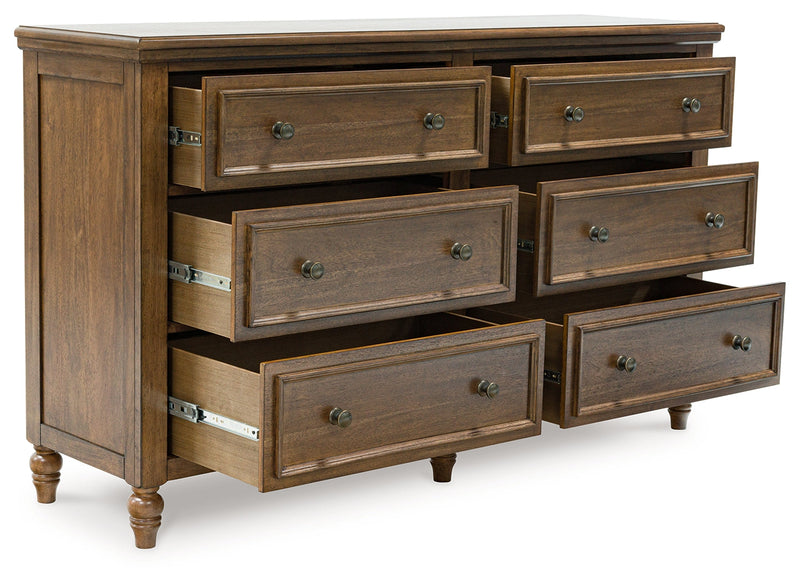 Sturlayne King Upholstered Panel Bed with Dresser in Brown from Ashley - Luna Furniture