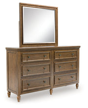 Sturlayne King Upholstered Panel Bed with Mirrored Dresser in Brown from Ashley - Luna Furniture