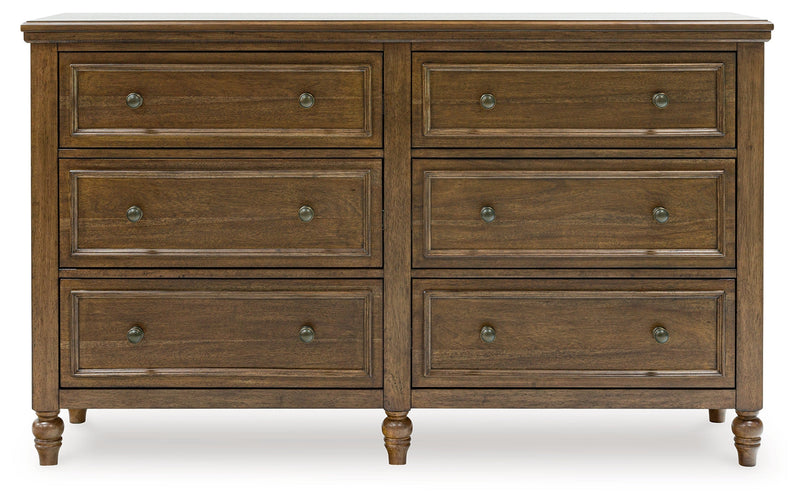 Sturlayne Queen Upholstered Panel Bed with Dresser in Brown from Ashley - Luna Furniture