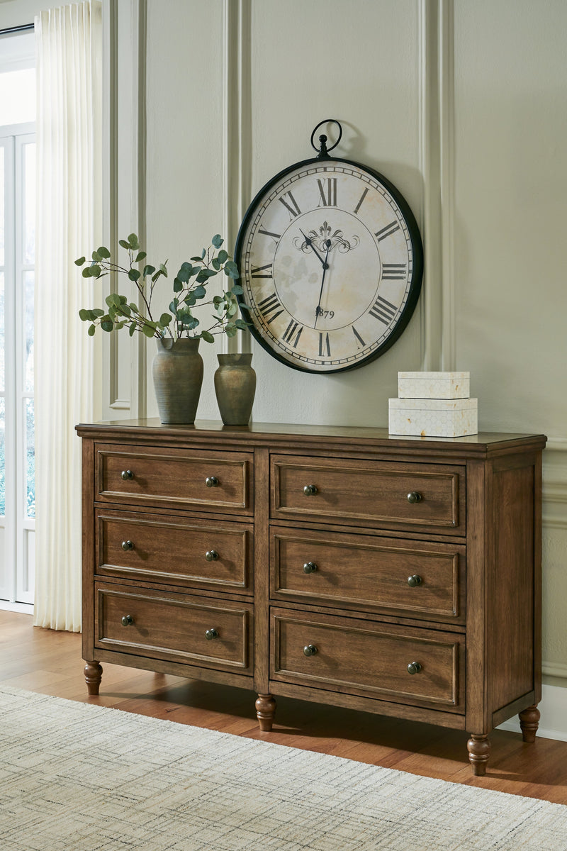 Sturlayne Queen Upholstered Panel Bed with Dresser in Brown from Ashley - Luna Furniture