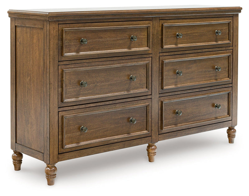 Sturlayne Queen Upholstered Panel Bed with Dresser in Brown from Ashley - Luna Furniture
