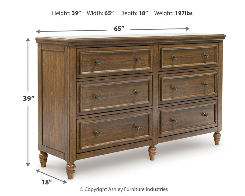 Sturlayne Queen Upholstered Panel Bed with Dresser in Brown from Ashley - Luna Furniture