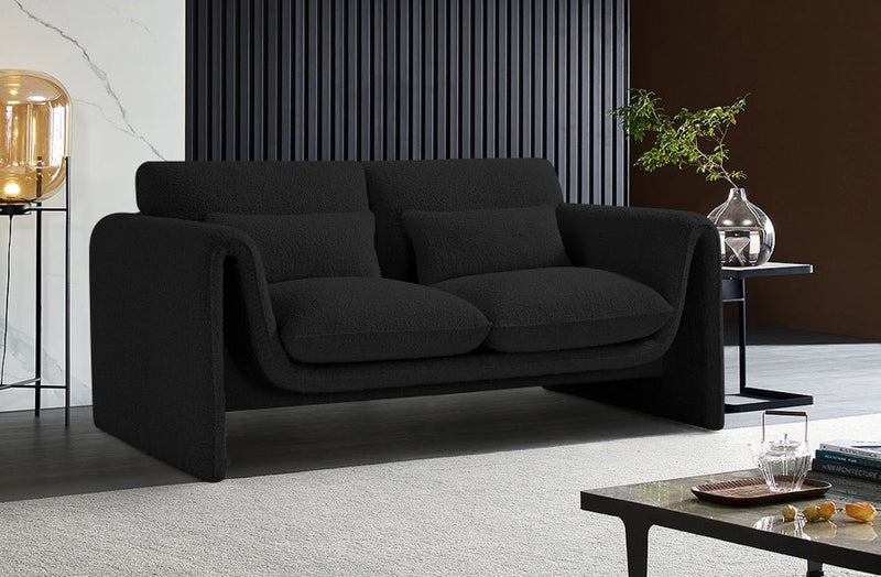 Stylus 64" Boucle Fabric Upholstered Loveseat in Black - 198Black-L