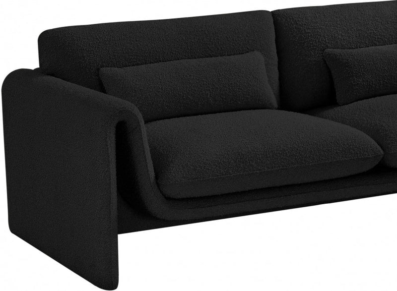 Stylus 64" Boucle Fabric Upholstered Loveseat in Black - 198Black-L