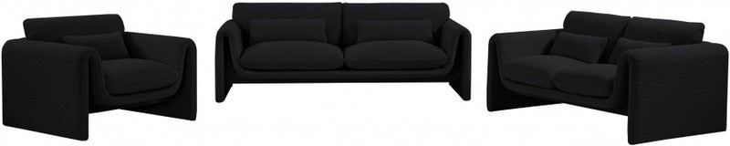 Stylus 64" Boucle Fabric Upholstered Loveseat in Black - 198Black-L