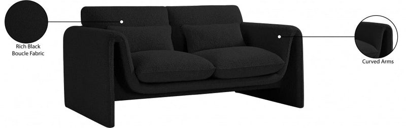 Stylus 64" Boucle Fabric Upholstered Loveseat in Black - 198Black-L