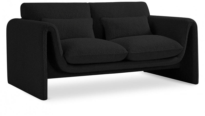 Stylus 64" Boucle Fabric Upholstered Loveseat in Black - 198Black-L