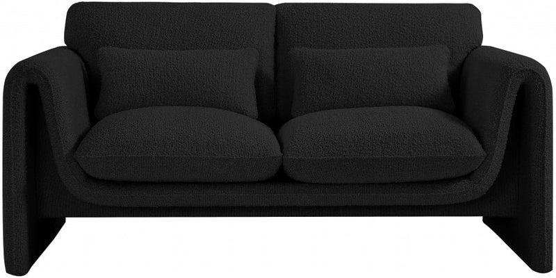 Stylus 64" Boucle Fabric Upholstered Loveseat in Black - 198Black-L