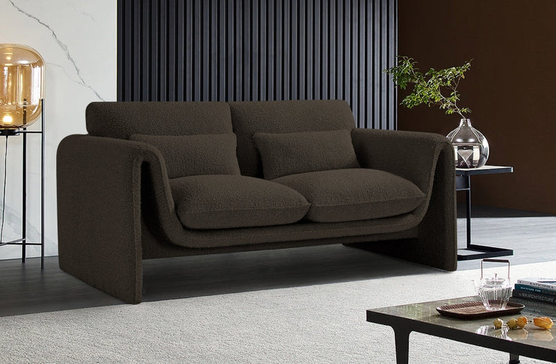 Stylus 64" Boucle Fabric Upholstered Loveseat in Brown - 198Brown-L