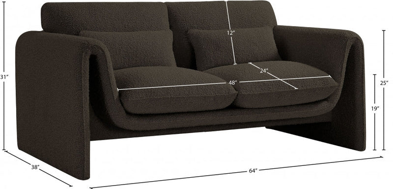 Stylus 64" Boucle Fabric Upholstered Loveseat in Brown - 198Brown-L