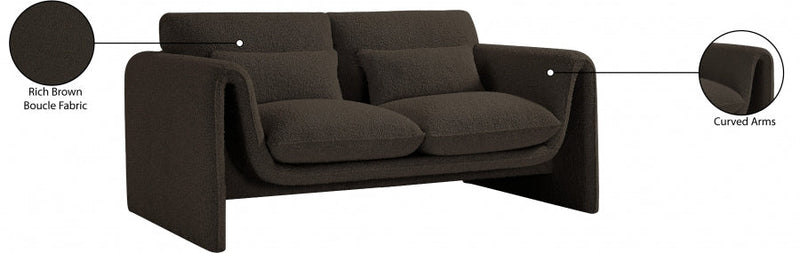 Stylus 64" Boucle Fabric Upholstered Loveseat in Brown - 198Brown-L