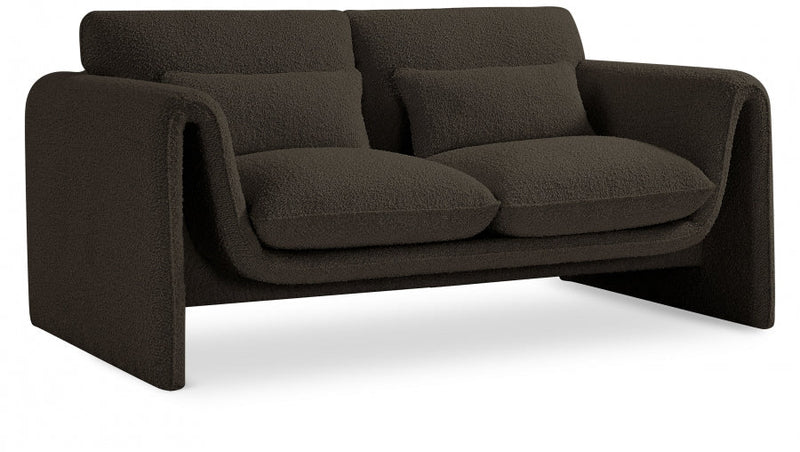 Stylus 64" Boucle Fabric Upholstered Loveseat in Brown - 198Brown-L