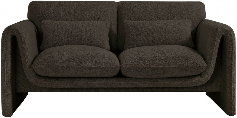 Stylus 64" Boucle Fabric Upholstered Loveseat in Brown - 198Brown-L