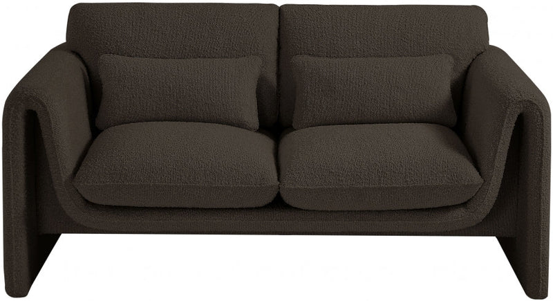 Stylus 64" Boucle Fabric Upholstered Loveseat in Brown - 198Brown-L