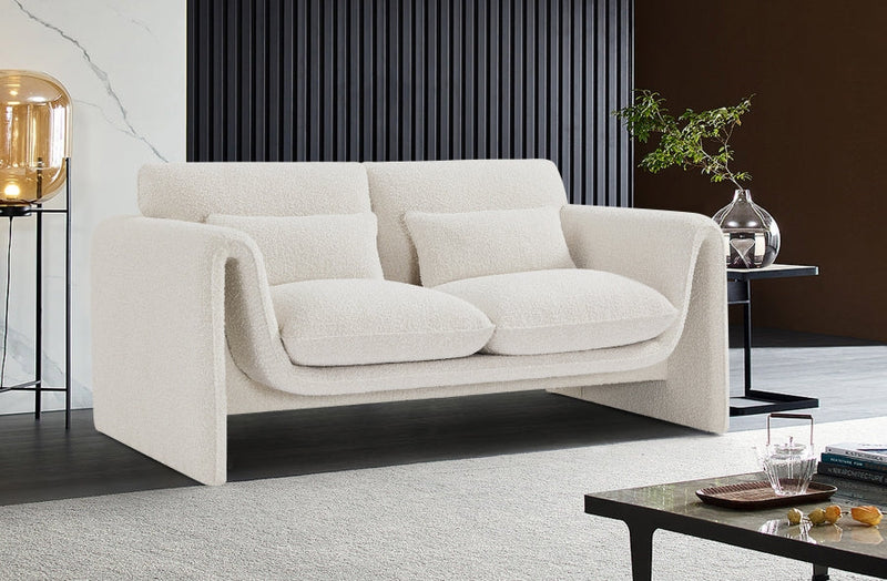 Stylus 64" Boucle Fabric Upholstered Loveseat in Cream - 198Cream-L