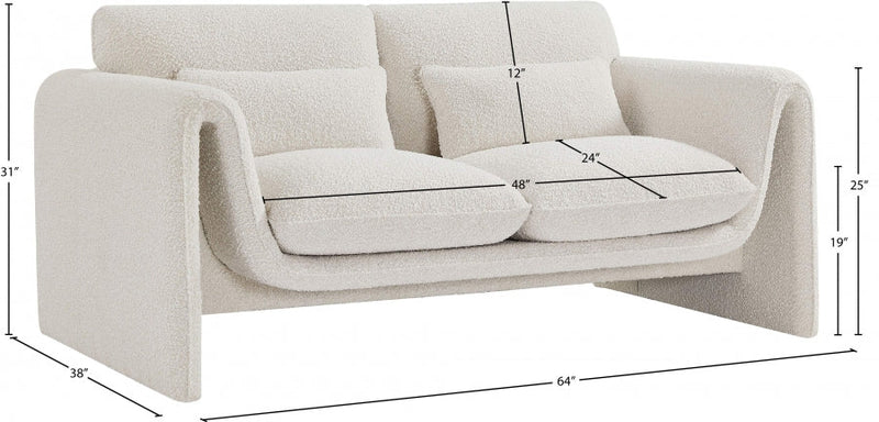 Stylus 64" Boucle Fabric Upholstered Loveseat in Cream - 198Cream-L