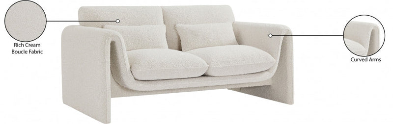 Stylus 64" Boucle Fabric Upholstered Loveseat in Cream - 198Cream-L