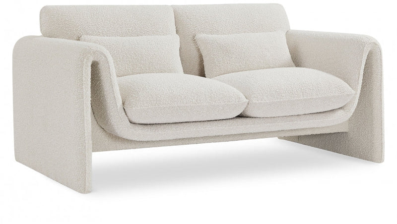 Stylus 64" Boucle Fabric Upholstered Loveseat in Cream - 198Cream-L