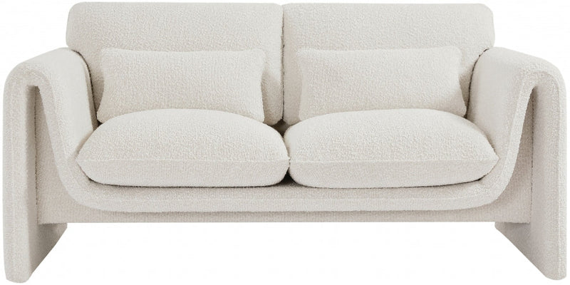 Stylus 64" Boucle Fabric Upholstered Loveseat in Cream - 198Cream-L