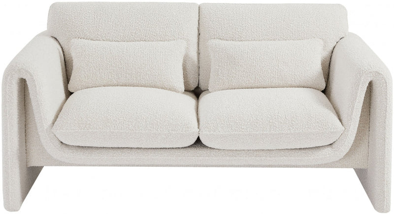 Stylus 64" Boucle Fabric Upholstered Loveseat in Cream - 198Cream-L
