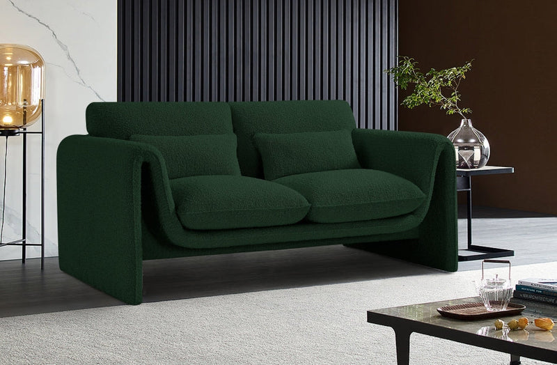 Stylus 64" Boucle Fabric Upholstered Loveseat in Green - 198Green-L