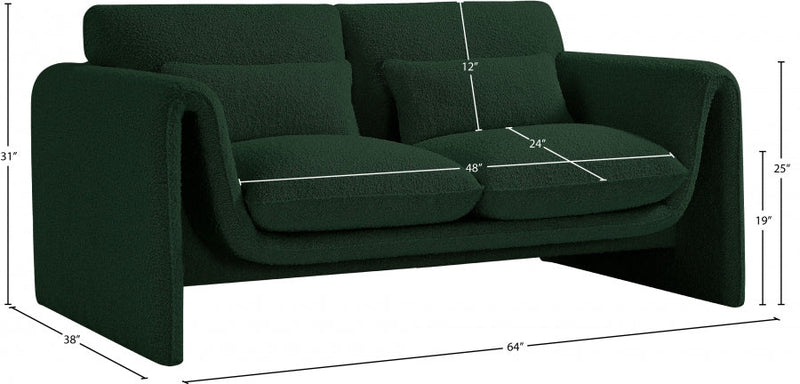 Stylus 64" Boucle Fabric Upholstered Loveseat in Green - 198Green-L
