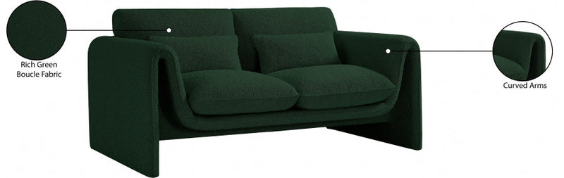 Stylus 64" Boucle Fabric Upholstered Loveseat in Green - 198Green-L