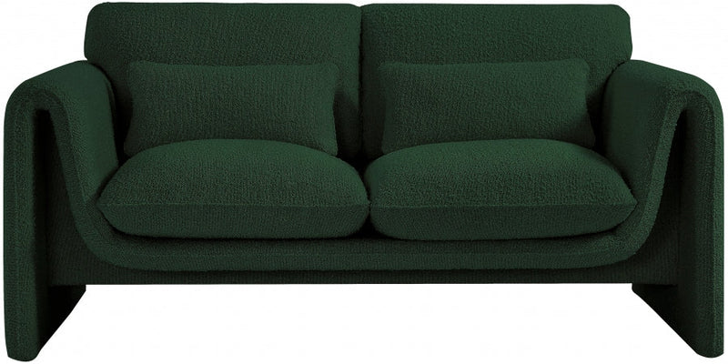Stylus 64" Boucle Fabric Upholstered Loveseat in Green - 198Green-L