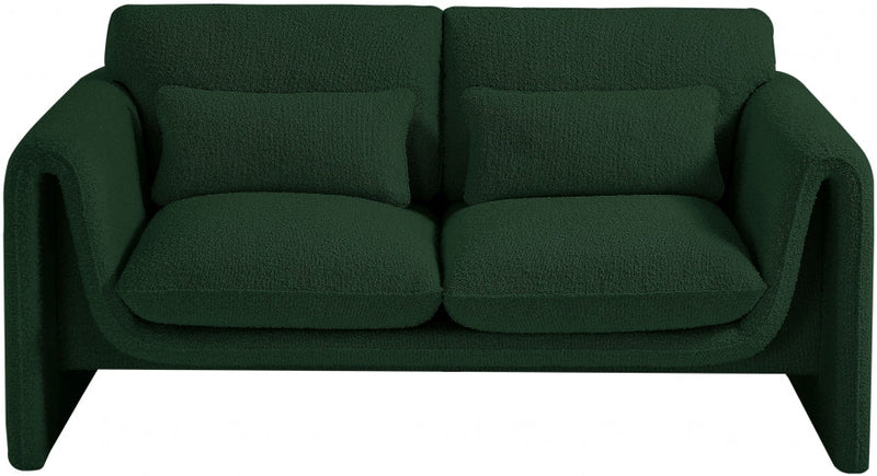Stylus 64" Boucle Fabric Upholstered Loveseat in Green - 198Green-L
