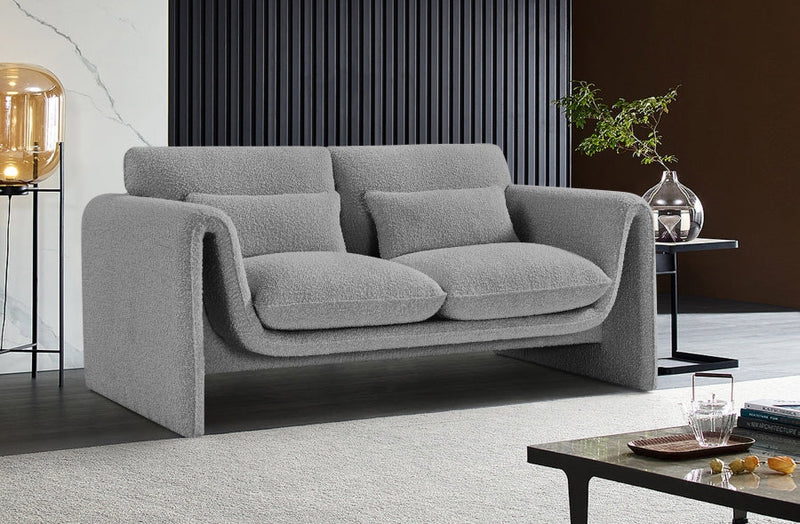 Stylus 64" Boucle Fabric Upholstered Loveseat in Grey - 198Grey-L