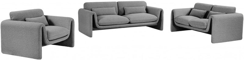 Stylus 64" Boucle Fabric Upholstered Loveseat in Grey - 198Grey-L