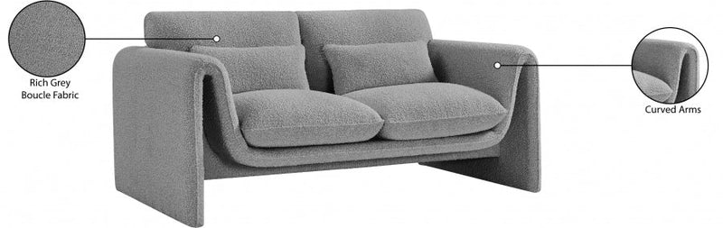 Stylus 64" Boucle Fabric Upholstered Loveseat in Grey - 198Grey-L