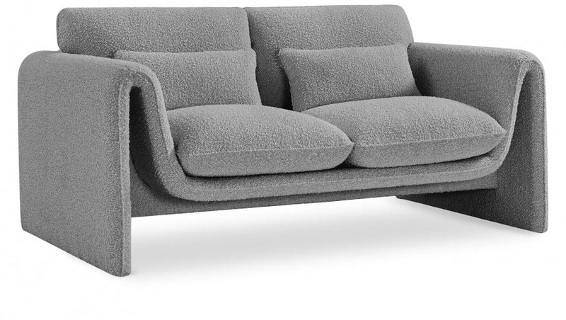 Stylus 64" Boucle Fabric Upholstered Loveseat in Grey - 198Grey-L