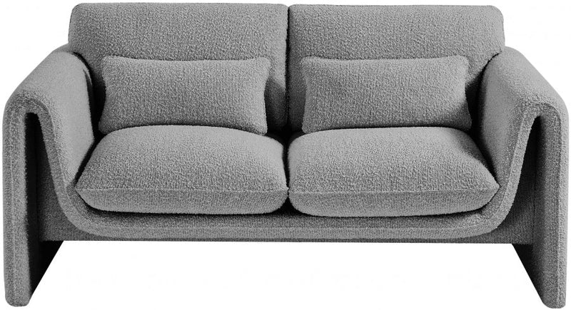 Stylus 64" Boucle Fabric Upholstered Loveseat in Grey - 198Grey-L