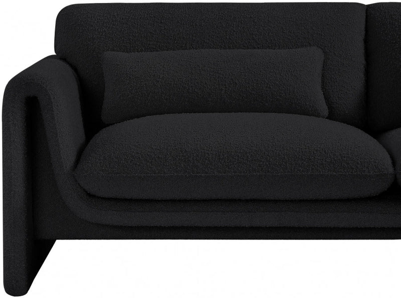 Stylus 86" Boucle Fabric Upholstered Sofa in Black - 198Black-S