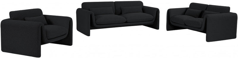 Stylus 86" Boucle Fabric Upholstered Sofa in Black - 198Black-S