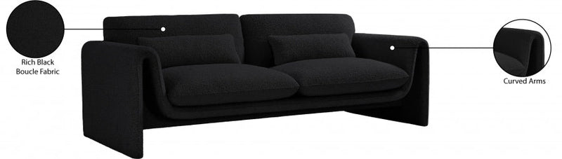 Stylus 86" Boucle Fabric Upholstered Sofa in Black - 198Black-S