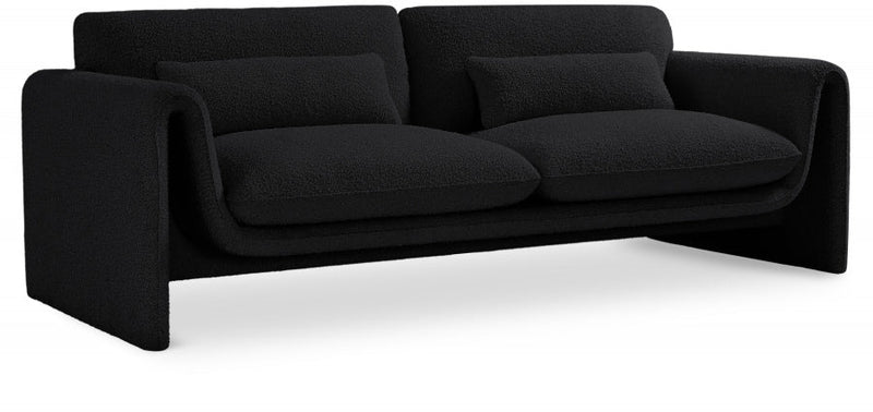 Stylus 86" Boucle Fabric Upholstered Sofa in Black - 198Black-S