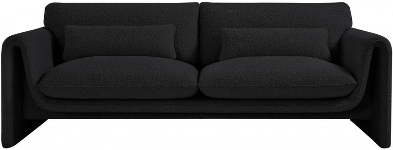 Stylus 86" Boucle Fabric Upholstered Sofa in Black - 198Black-S