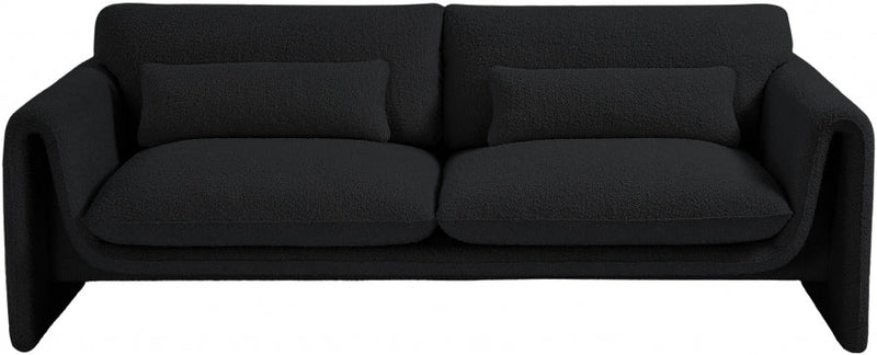 Stylus 86" Boucle Fabric Upholstered Sofa in Black - 198Black-S