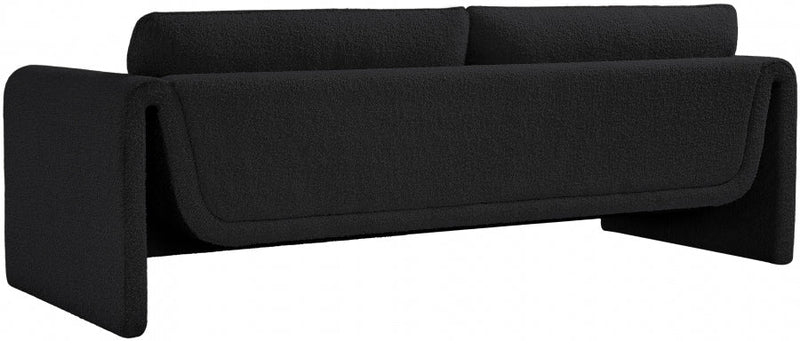Stylus 86" Boucle Fabric Upholstered Sofa in Black - 198Black-S