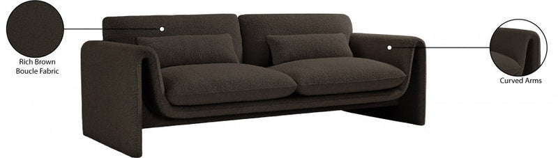 Stylus 86" Boucle Fabric Upholstered Sofa in Brown - 198Brown-S