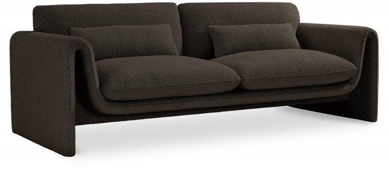 Stylus 86" Boucle Fabric Upholstered Sofa in Brown - 198Brown-S